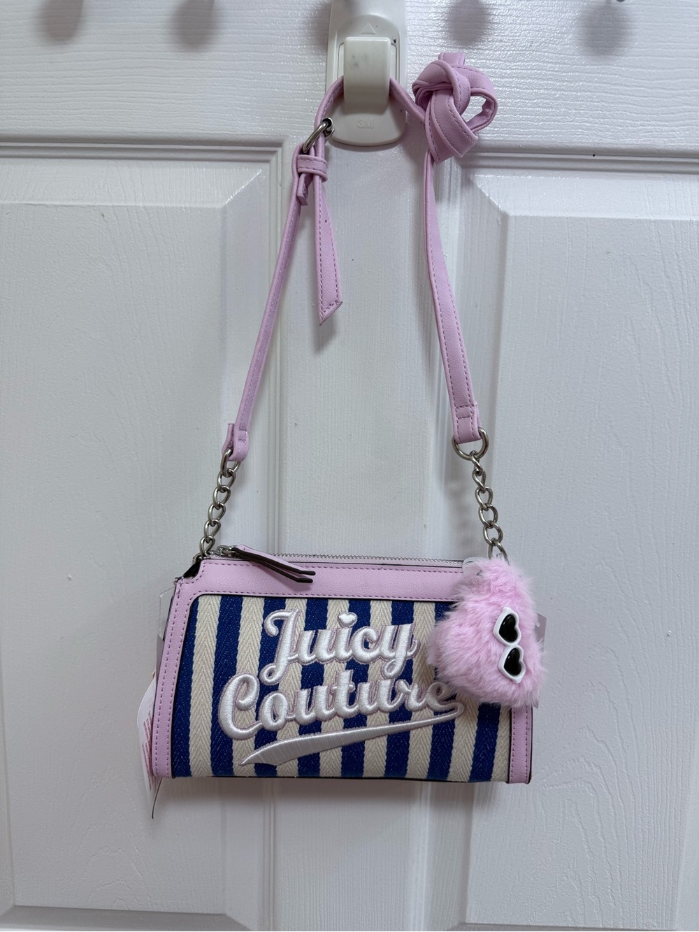 NWT Juicy Couture Free to Be Juicy Blue Stripe Crossbody Bag